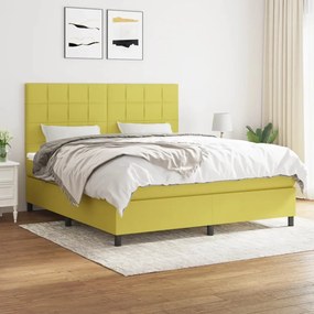 vidaXL Cama com molas/colchão 180x200 cm tecido verde