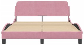 Estrutura cama c/ cabeceira sem colchão 120x200 cm veludo rosa