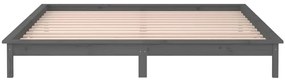 Estrutura de cama c/ LED 140x190 cm madeira maciça cinzento