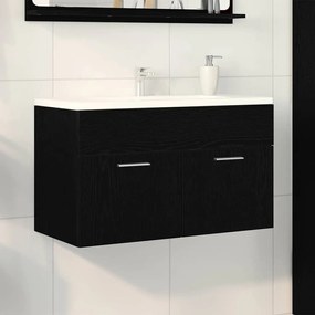 Gabinete de Lavabo vidaXL em Carvalho Preto 80x38,5x46 cm em Madeira de Engenharia