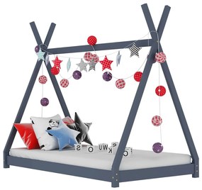 vidaXL Estrutura de cama para crianças 90x200 cm pinho maciço cinzento