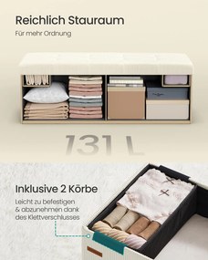 Banco dobrável com espaço de arrumação e design rebatível 38 x 110 x 38 cm Creme