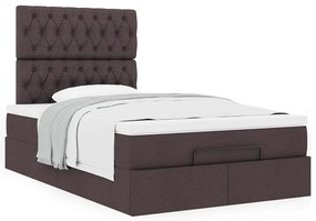 Estrutura cama otomana colchão 120x200cm tecido castanho escuro