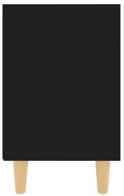 Mesas de cabeceira pernas madeira maciça 2pcs 40x30x50cm preto