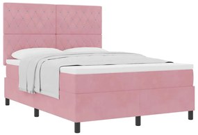 Cama Box com Colchão vidaXL Rosa 160x200 cm Veludo