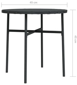Mesa de centro 45 cm vime PE preto