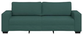 Sofá de 3 lugares 180 cm tecido verde-escuro