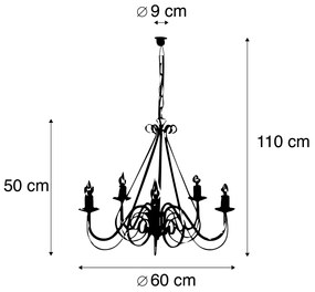 LED Candeeiro de teto inteligente branco 5 luzes incl. Wifi B35 - Giuseppe Clássico / Antigo,Country / Rústico,Rústico