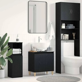 Gabinete de Pia vidaXL Preto Carvalho 58x33x60 cm Madeira Engenharia