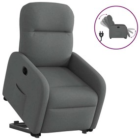 vidaXL Poltrona reclinável elevatória elétrica tecido cinzento-escuro