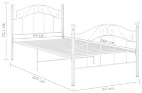 Estrutura de cama metal 90x200 cm branco