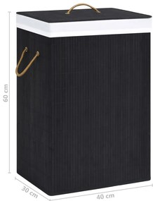 Cesto para roupa suja c/ 2 secções 72 L bambu preto