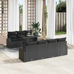 vidaXL Conjunto de Sofás de Jardim 8 Peças com Almofadas Preto de Rattan Polimérico