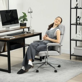 Cadeira de escritório, ergonómica com altura ajustável, função de balanço, 62 x 73 x 105-113 cm, cinzenta