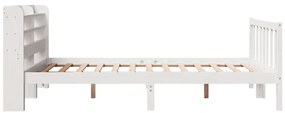 Cama sem colchão 150x200 cm madeira de pinho maciça branco