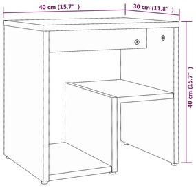 Mesa cabeceira 2pcs 40x30x40 cm madeira proc. carvalho castanho