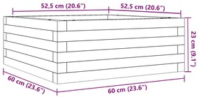 Vaso/floreira de jardim 60x60x23 cm pinho maciço castanho mel