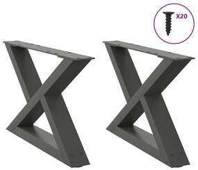 Pés para mesa de centro 2 peças antracite 60x(30-31,3) cm aço