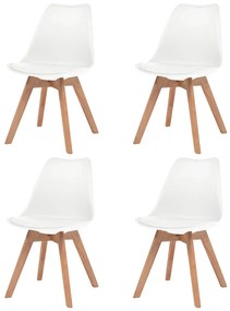 Cadeiras de jantar 4 pcs plástico branco