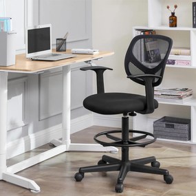 Conjunto de 2 Cadeira de escritório ergonómicas com braços, altura do assento 55-75 cm  giratória alta com anel para os pés ajustável, capacidade de c