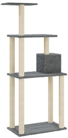 Árvore p/ gatos c/ postes arranhadores sisal 147cm cinza-escuro