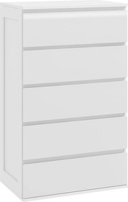 Cómoda com 5 gavetas, móvel de arrumação sem puxadores, design minimalista, 60 x 39 x 100 cm, branco