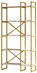 Estante VG4 – Mármore Branco e Dourado – 87,5x175x30 cm