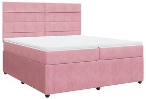 Cama com molas/colchão 200x200 cm veludo rosa