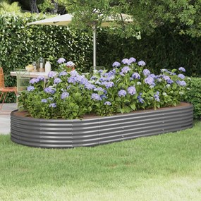 vidaXL Canteiro elevado jardim 296x140x36 aço revestido a pó cinzento