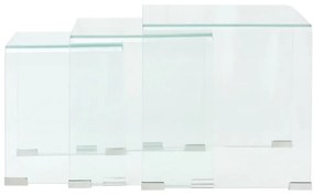 Conjunto mesas de encastrar 3 pcs vidro temperado transparente