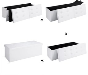 Banco dobrável com espaço de arrumação 80 x 40 x 40 cm Branco