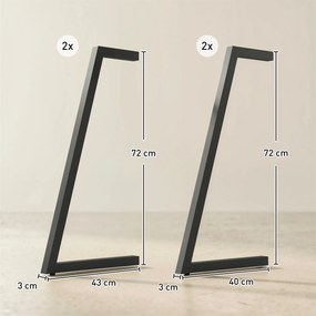 Conjunto de 4 Pernas de Mesa Quadradas (TAMPO NÃO INCLUIDO) Industriais para Móveis com Pés Ajustáveis 43x3x72 cm Preto