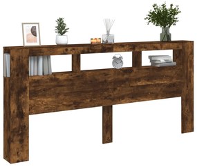 Cabeceira c/ LEDs 220x18,5x103,5 cm carvalho fumado