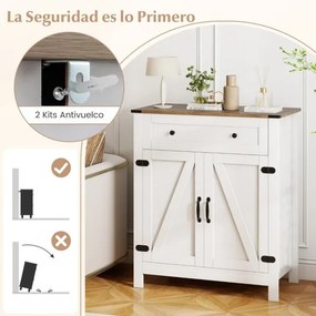 Aparador Armário Despensa de Cozinha 80 x 40 x 92 cm com Portas Gaveta e Prateleira Ajustável Branco