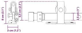 Kit para armário deslizante aço carbono 213 cm