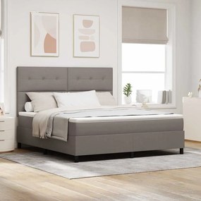 vidaXL Cama com Estrado e Colchão com LED Taupe 180 x 200 cm Tecido