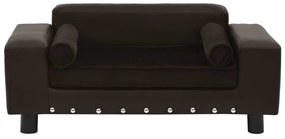 Sofá para cães 81x43x31 cm pelúcia e couro artificial castanho