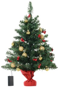 Mini Árvore de Natal 60cm Artificial Decoração de Natal de Pinheiro com Suporte Metálico 73 Ramos PVC Verde