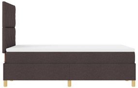 Cama Box Spring com Colchão Marrons Escuro 120x200 cm Tecido