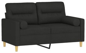 Sofá 2 lugares + almofadas decorativas 120 cm tecido preto