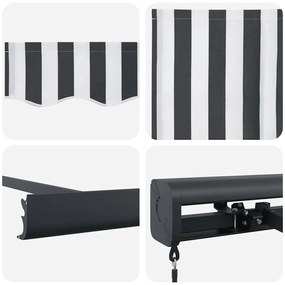 Toldo retrátil 4x3 m tecido e alumínio antracite e branco