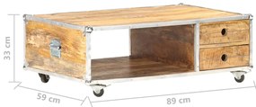 Mesa de centro 89x59x33 cm madeira de mangueira áspera maciça