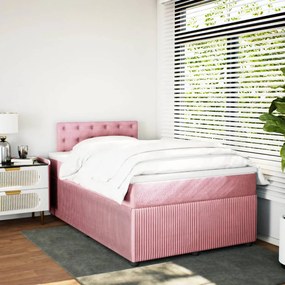 Cama boxspring com colchão 120x190 cm veludo rosa