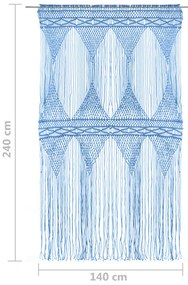 Cortina em macramé 140x240 cm algodão azul
