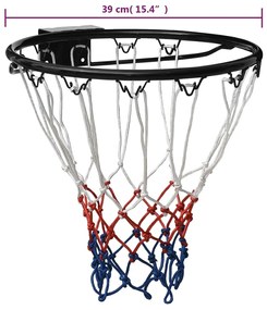 Cesto de basquetebol 39 cm aço preto