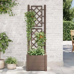 Vaso/floreira de jardim com treliça 43x43x142 cm PP cor moca