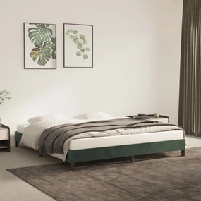 Estrutura de cama sem colchão 180x200 cm veludo verde-escuro