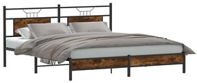 Estrutura de cama sem colchão 160x200 cm carvalho fumado