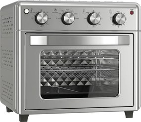 HOMCOM Forno Elétrico de Bancada 30 L 1600 W com Fritadeira a ar 7 Funções e Temporizador 43x39x39 cm Prata | Aosom Portugal