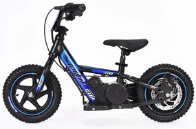 Bicicleta eléctrica para crianças RIRIBIKE RTX3 24V (12"), bateria de lítio, motor de 100W, travão de disco, assento ajustável em PU macio Azul